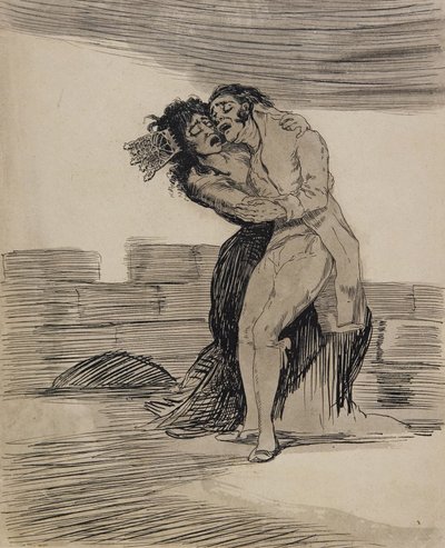 Toisiaan syleilevät mies ja nainen tekijältä Francisco Jose de Goya y Lucientes