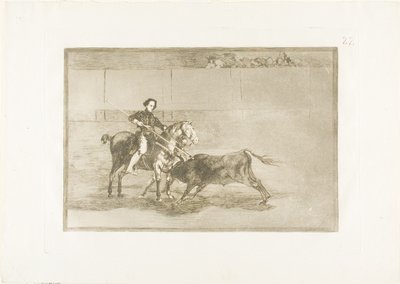 Kuuluneen Pajueleran miehekäs rohkeus kehässä Saragossassa, levy 22 The Art of Bullfightingista tekijältä Francisco Jose de Goya y Lucientes