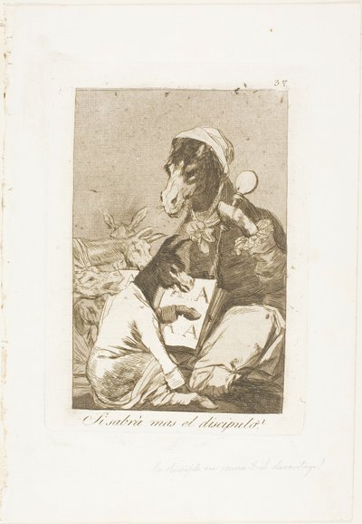 Eikö oppilas tiedä enemmän?, levy 37 Los Caprichosista tekijältä Francisco Jose de Goya y Lucientes