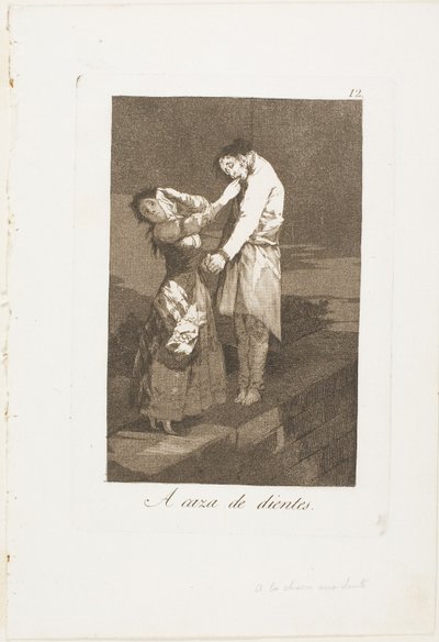 Out Hunting for Theths, kilpi kaksitoista Los Caprichosista tekijältä Francisco Jose de Goya y Lucientes