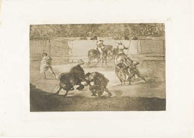 Pepe Illo tekemässä "recorte"-passia, levy 29 teoksesta The Art of Bullfighting. tekijältä Francisco Jose de Goya y Lucientes
