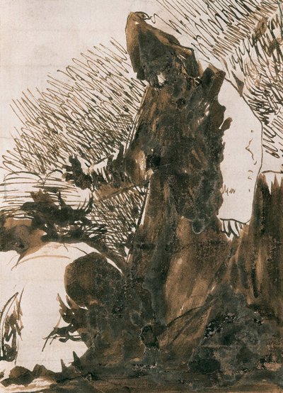 ""Hahmot kumartuvat munkin eteen"". Pesupiirros Francisco de Goya y Lucientes (1746-1828). 1820. Madrid. Pradon museo. tekijältä Francisco Jose de Goya y Lucientes