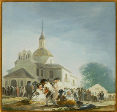 Pyhiinvaeltajat Pyhän Isidorin kappelin edessä La ermita de San Isidro el dia de la fiesta ... (maalaus kankaalle) tekijältä Francisco Jose de Goya y Lucientes