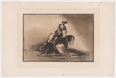 Levy 10 La Tauromaquiasta: Charles V Härkä kehässä Valladolidissa, 1816, painettu 1876 (etsaus ja akvatinta taidepaperille) tekijältä Francisco Jose de Goya y Lucientes