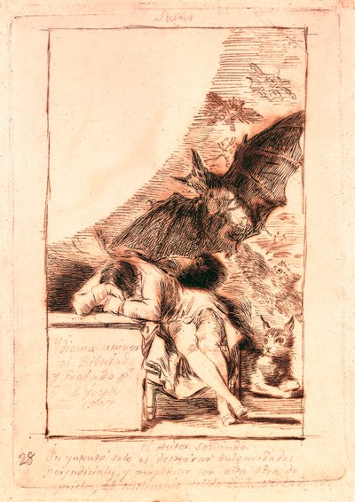 Valmisteleva piirustus sarjan "Les caprices" numerolle 43 tekijältä Francisco de Goya