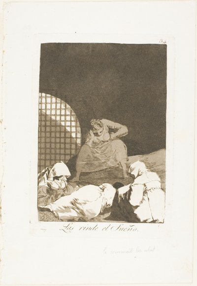 Sleep Overcomes Them, levy 34 Los Caprichosilta tekijältä Francisco Jose de Goya y Lucientes