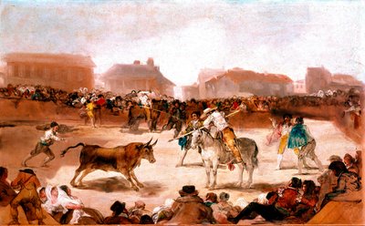San Fernandon akatemian sosiaaliset aiheet: "" Juoksemassa kylässä"" Francisco Goyan ja Lucientesin (1746-1828) maalaus 1812-1814 Dim. 45x72 cm Madrid, San Fernandon akatemia tekijältä Francisco de Goya