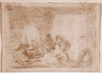 The Disasters of War : Mies todistamassa vaimonsa raiskausta (piirustus tekijältä Francisco de Goya