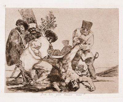 Sodan katastrofit: Mitä muuta voimme tehdä? (Kaiverrus piirtämisen jälkeen tekijältä Francisco de Goya