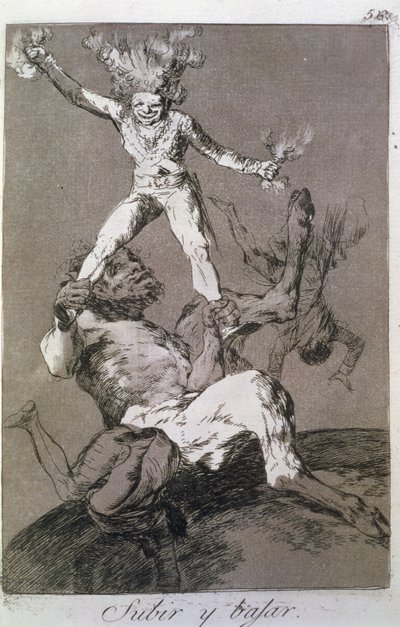 Nousta ja laskea, levy 56 "Los caprichos" tekijältä Francisco Jose de Goya y Lucientes
