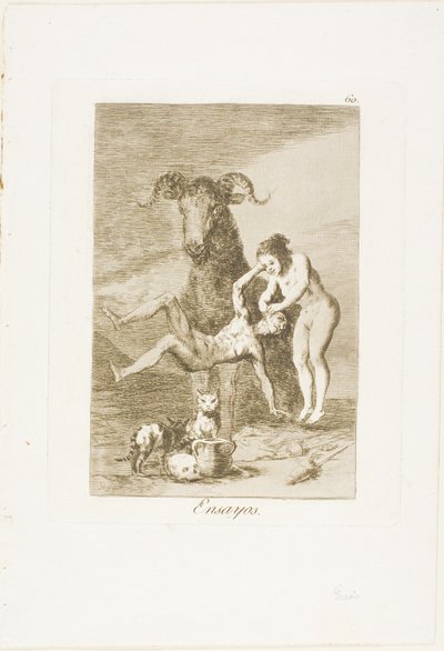 Kokeilut, levy 60 Los Caprichosista tekijältä Francisco Jose de Goya y Lucientes