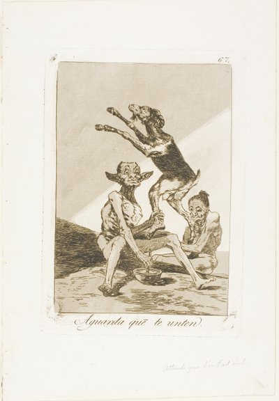Odota, kunnes sinut on voideltu, levy 67 Los Caprichos -levyltä tekijältä Francisco Jose de Goya y Lucientes