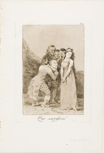 Mikä uhraus!, levy 14 Los Caprichosista tekijältä Francisco Jose de Goya y Lucientes
