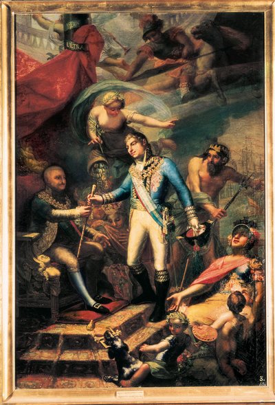 Espanjan Kaarle IV (1748-1819) nimitti Manuel Godoyn (1767-1851) laivaston amiraaliksi tekijältä Francisco Llacer y Valdermont