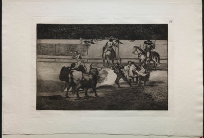 Härkätaistelut: Banderillat sähinkäisten kanssa tekijältä Francisco de Goya