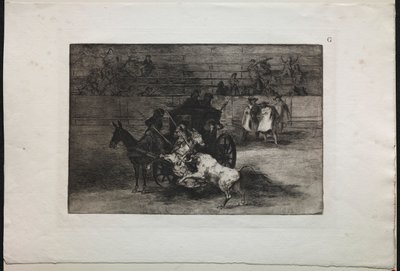 Härkätaistelut: Taistele kahdelle muuliin valjastetussa vaunussa tekijältä Francisco de Goya