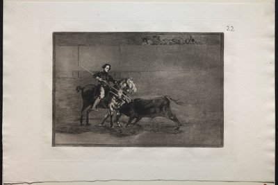Härkätaistelut: Juhlitun Pajueleran miehekäs rohkeus kehässä Saragosassa, 1876. tekijältä Francisco de Goya