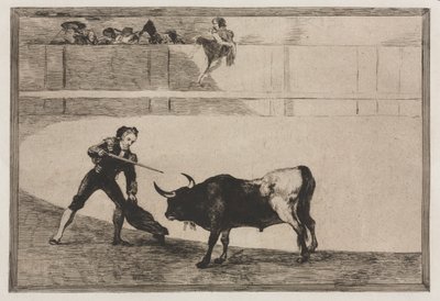 Härkätaistelut: Pedro Romeo tappaa pysäytetyn härän, 1876. tekijältä Francisco de Goya