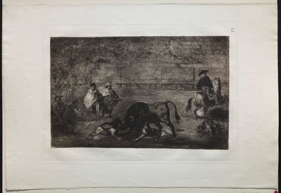 Härkätaistelut: Koira päästää irti härästä tekijältä Francisco de Goya