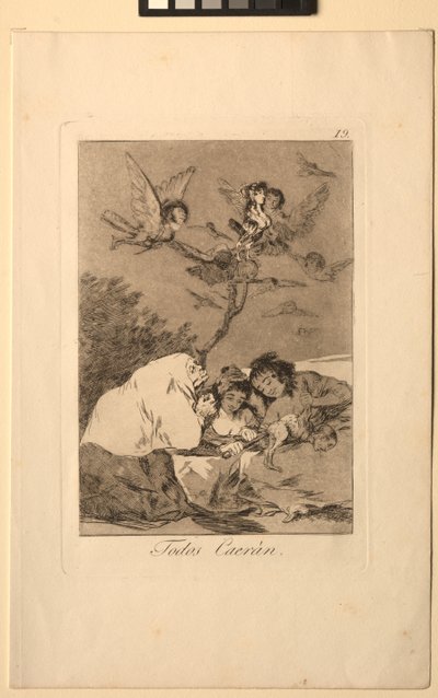 Caprichos: Kaikki putoavat. tekijältä Francisco de Goya