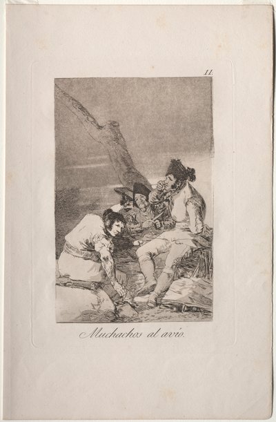 Caprichos: Lads valmistautuu. tekijältä Francisco de Goya