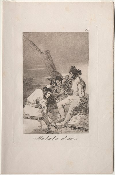 Caprichos: Pojat valmistautuvat.. tekijältä Francisco de Goya