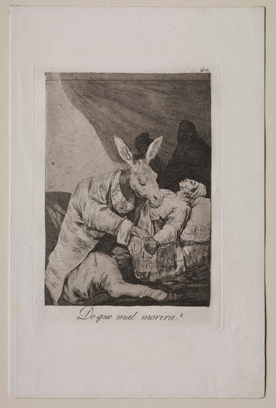Caprichos: Mistä sairaudesta hän kuolee, c. 1798. tekijältä Francisco de Goya