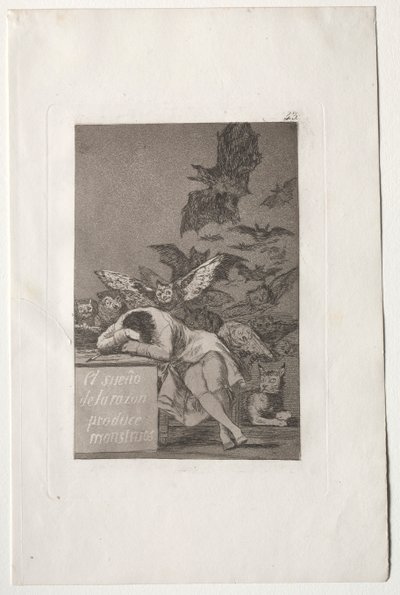 Caprichos: Järjen uni tuottaa hirviöitä. tekijältä Francisco de Goya