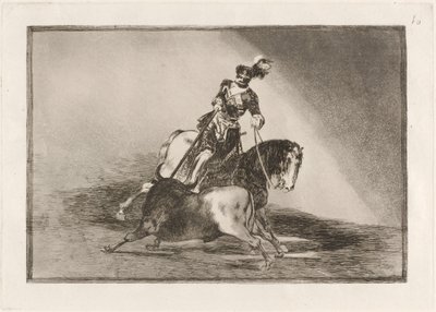 Charles V. keihäämässä härkää Valladolidin aukiolla (Charles V keihäämässä härkää kehässä Valladolidissa) tekijältä Francisco de Goya