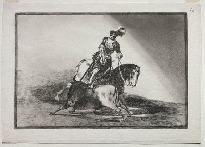 Charles V keihäämässä härkää kehässä Valladolidissa tekijältä Francisco de Goya