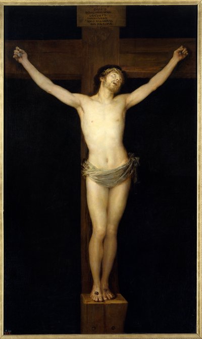 Francisco de Goyan (1746-1828) maalaus Kristus ristiinnaulittaa 1800-luvun aurinko. 2,55 x 1,54 m Madrid. Musee Du Prado - Ristiinnaulittu Kristus. Francisco de Goya y Lucientes (1746-1828) tekijältä Francisco de Goya