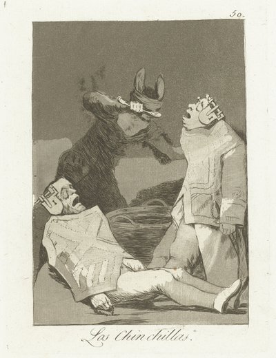chinchilloista Chinchillat (otsikko esineessä) Los Caprichos (sarjan nimi) tekijältä Francisco de Goya