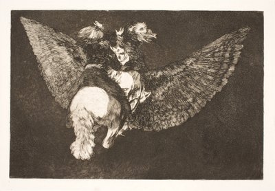 The Flying Folly (Lupa ystävä, joka piilottaa sinut siipiensä alle ja puree sinua nokallaan) tekijältä Francisco de Goya