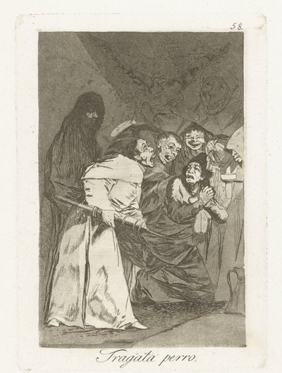 niele, koira Tragala perro Los Caprichos (sarjan nimi) tekijältä Francisco de Goya