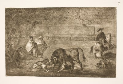 Els gossos estan polits fins al final del toro tekijältä Francisco de Goya
