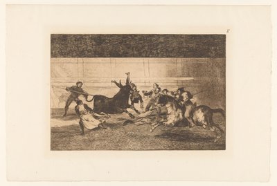 Mies pantiin härän sarveen Mort de Pepe Illo Härkätaistelut (sarjan nimi) La Taureaumachie (sarjan nimi) La Tauromaquia (sarjan nimi) tekijältä Francisco de Goya