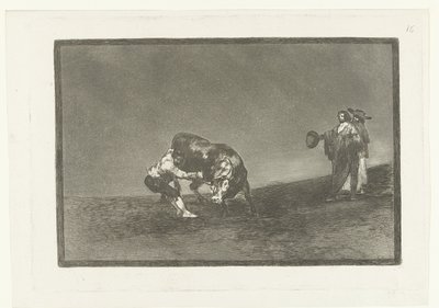 Martincho tarttuu härän sarvista El mismo vuelco en toro en la plaza de Madrid Härkätaistelut (sarjan nimi) La Tauromaquia (sarjan nimi) tekijältä Francisco de Goya