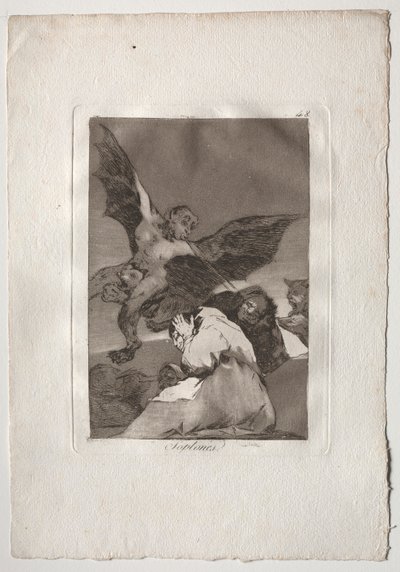 Ochenta Caprichos: Tale-Bearers-Blasts of Wind tekijältä Francisco de Goya