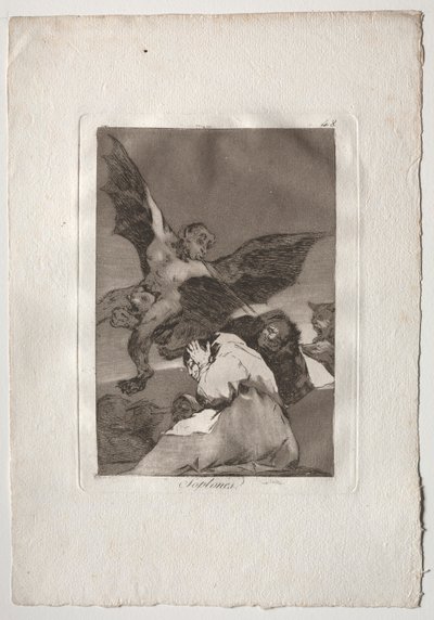 Ochenta Caprichos: Tale-Bearers-Blasts of Wind, 1793-1798. tekijältä Francisco de Goya