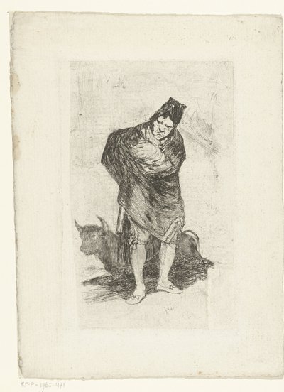 Vanha härkätaistelija El embozado tekijältä Francisco de Goya
