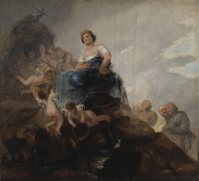 Poesie et poetes - Runous ja runoilijat, kirjoittanut Goya, Francisco, de (1746-1828). Öljy kankaalle. Mitat: 298x326 cm. Tukholman kansallismuseo tekijältä Francisco de Goya