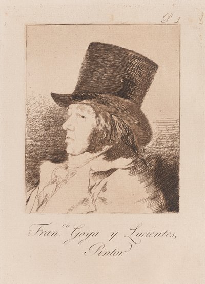 Taiteilijan muotokuva, 18. loppu - 19. alku vuosisadan (tulostus) tekijältä Francisco de Goya