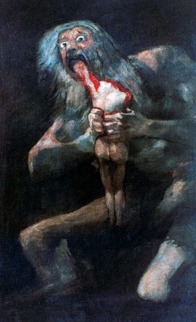 Saturnus söi yhden lapsistaan, 1821-1823 tekijältä Francisco de Goya