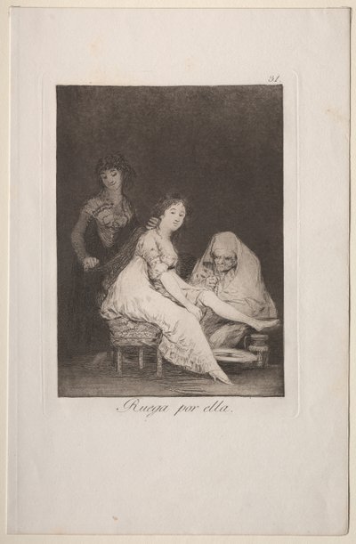 Caprichos: Hän rukoilee hänen puolestaan tekijältä Francisco de Goya