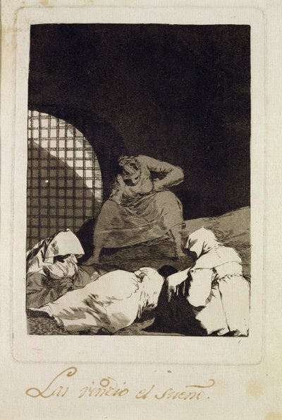 Uni voittaa ne, "Los caprichos" -levy 34, 1799 (etsaus) tekijältä Francisco de Goya