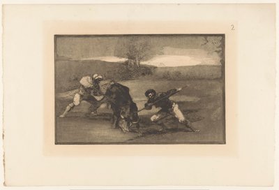 Härän metsästys jalan Otro modo de cazar á pie Härkätaistelut (sarjan nimi) La Taureaumachie (sarjan nimi) La Tauromaquia (sarjan nimi) tekijältä Francisco de Goya