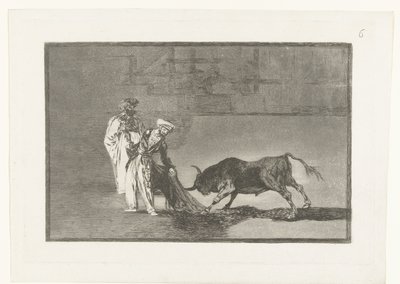 Stierenvechten hiekassa Maurit tekevät toisen capeon torilla kylpytakkinsa kanssa Stierenvechten (sarjan nimi) Härkätaistelut (sarjan nimi) tekijältä Francisco de Goya