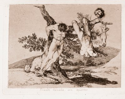 The Disasters of War: Upea suoritus kuolleiden kanssa! (Kaiverrus valmistelupiirustuksen jälkeen tekijältä Francisco de Goya