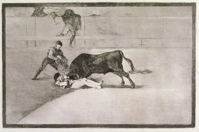 Pepe Hillon (Jose Delgado) onneton kuolema kehässä Madridissa 11. toukokuuta 1801, levy 33 julkaisussa "The Art of Bullfighting", pub. 1816 tekijältä Francisco de Goya