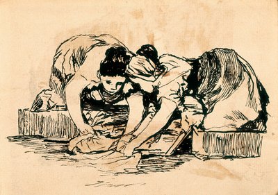 The Washerwomen, 1700-luvun loppu - 1800-luvun alku (piirustus) tekijältä Francisco de Goya